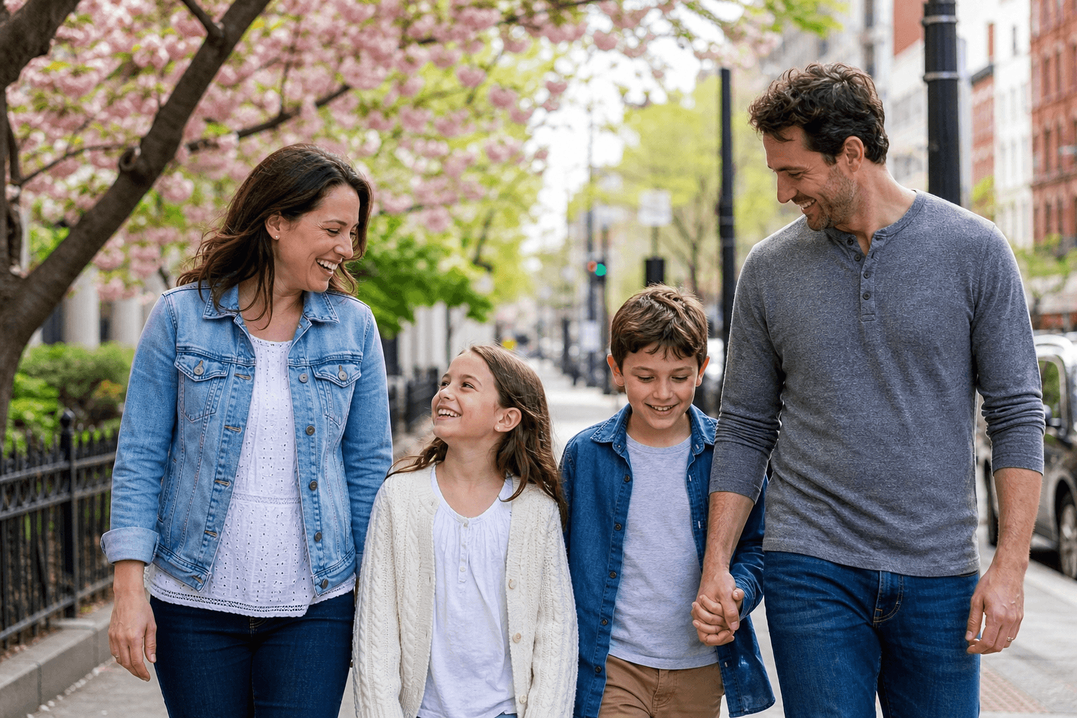 A smiling family at Oasis Smile Dental in NE Calgary